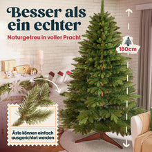 Lade das Bild in den Galerie-Viewer, Premium Weihnachtsbaum Künstlich 180Cm -TESTSIEGER - Naturgetreu, Dichte Zweige, Künstlicher Weihnachtsbaum Mit Holzständer Und Aufbewahrungstasche – Tannenbaum Künstlich Von Pure Living
