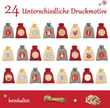 Lade das Bild in den Galerie-Viewer, ® Adventskalender Zum Befüllen [24 Stück] Weihnachtskalender 2024 Jutesäckchen 15 X 12Cm Groß, Weihnachtsdeko Tüten/Säckchen, Geschenktüten Weihnachten Mit Individuellen Designs (Rot)
