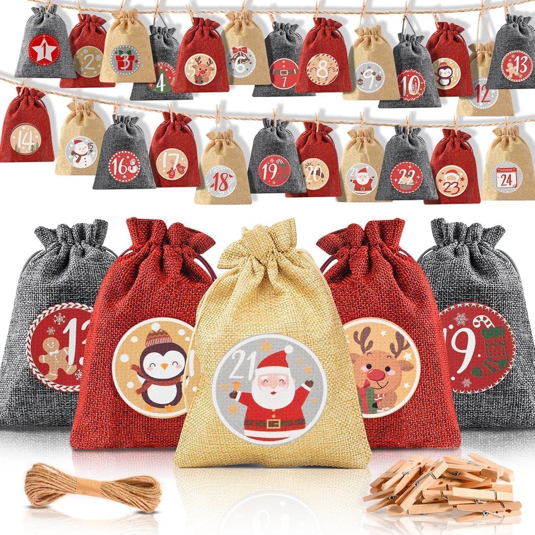 Adventskalender Zum Befüllen, 24 Weihnachtskalender Zum Befüllen, 18 X 13 Cm Groß Adventskalender Selber Befüllen, Adventskalender Säckchen, Adventskalender 2024 Kinder