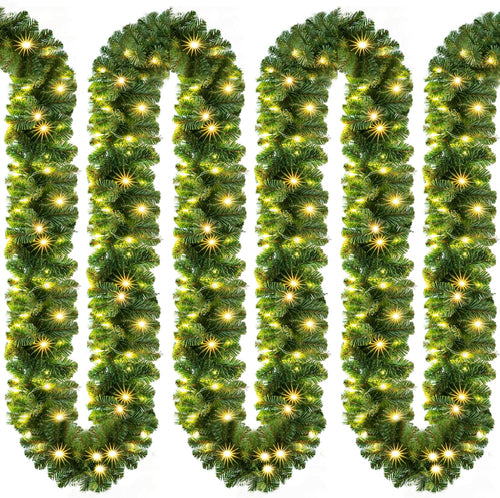 CASARIA® Weihnachtsgirlande Mit Beleuchtung 5M 100 Leds Beleuchtet Innen Außen Grün Weihnachtsdeko Weihnachten Deko Girlande Tannengirlande Warmweiß