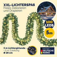 Lade das Bild in den Galerie-Viewer, CASARIA® Weihnachtsgirlande Mit Beleuchtung 5M 100 Leds Beleuchtet Innen Außen Grün Weihnachtsdeko Weihnachten Deko Girlande Tannengirlande Warmweiß
