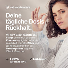 Lade das Bild in den Galerie-Viewer, Vitamin D3 + K2 Depot – 180 Tabletten – Premium-Qualität: K2VITAL® Von Kappa – 99,7+% All-Trans K2-MK7 + 5000 IE Vitamin D3 – Hochdosiert, Ohne Zusätze – in Deutschland Produziert &amp; Laborgeprüft
