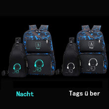 Lade das Bild in den Galerie-Viewer, Asge Rucksack Jungen Schulrucksack Mädchen Teenager Jugendliche Coole Schule Daypacks Kinder Reflektierender Schultasche Outdoor Camping Groß Schulranzen Wasserdicht Ranzen Schultertaschen Set
