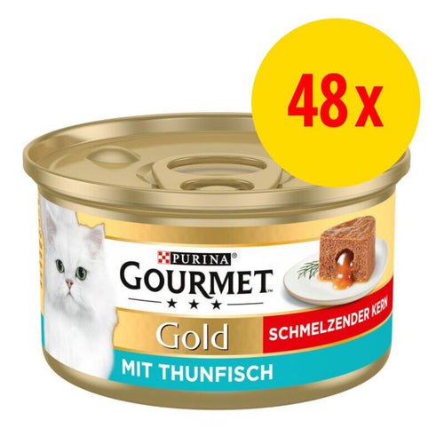 Gourmet Gold Schmelzender Kern 48 X 85G Thunfisch Katzenfutter Nassfutter Dosen