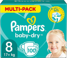 Lade das Bild in den Galerie-Viewer, Pampers Windeln Größe 8 (17Kg+) Baby-Dry, Extra Large, Alte Version
