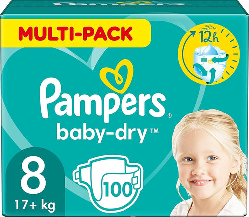 Pampers Windeln Größe 8 (17Kg+) Baby-Dry, Extra Large, Alte Version