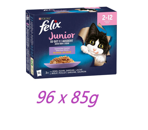 Felix so Gut Wie Es Aussieht Junior Pouches 96 X 85G Katzenfutter Kitten Futter