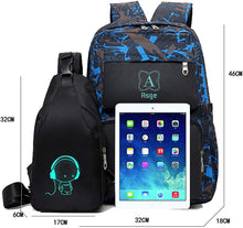 Lade das Bild in den Galerie-Viewer, Asge Rucksack Jungen Schulrucksack Mädchen Teenager Jugendliche Coole Schule Daypacks Kinder Reflektierender Schultasche Outdoor Camping Groß Schulranzen Wasserdicht Ranzen Schultertaschen Set
