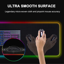 Lade das Bild in den Galerie-Viewer, Large RGB Gaming Mouse Pad 14 Modes Oversized Glowing Led Extended Mousepad, Anti-Slip Rubber Base and Waterproof Surface, Extra Large Soft Led Computer Keyboard Mouse Mat - 31.5 X 11.8In
