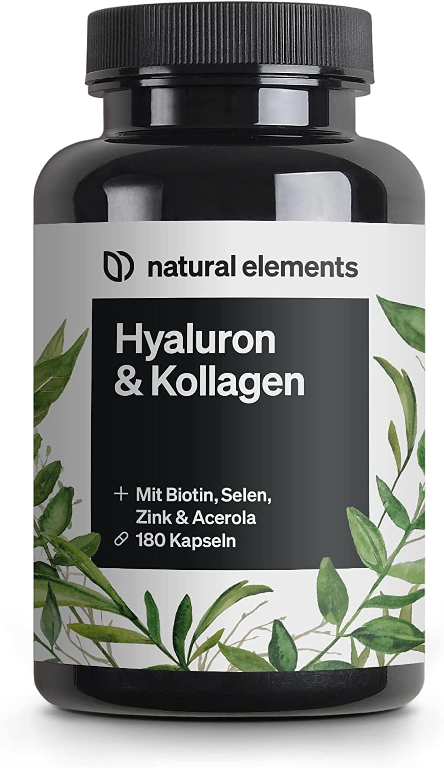 Hyaluronsäure Kollagen Komplex - 180 Kapseln - Angereichert Mit Biotin, Selen, Zink, Vitamin C Aus Acerola & Bambusextrakt - Laborgeprüft