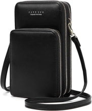 Lade das Bild in den Galerie-Viewer, Asge Crossbody Tasche Handy Geldbörse Für Damen PU Leder Handy Umhängetasche Umhängen Brieftasche Crossbody Geldbeutel Klein Mit Kartenfächer Handtasche (Schwarz)
