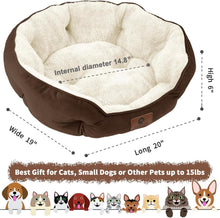 Lade das Bild in den Galerie-Viewer, Small Dog Bed for Small Dogs, Cat Beds for Indoor Cats, Pet Bed for Puppy and Kitty, Extra Soft &amp; Machine Washable with Anti-Slip &amp; Water-Resistant Oxford Bottom, Brown, 20 Inches
