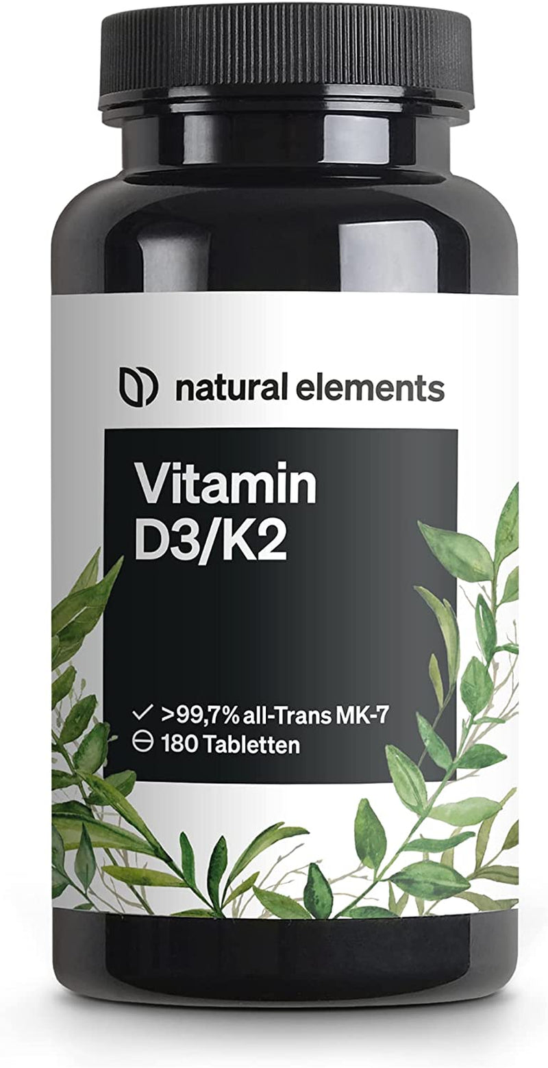 Vitamin D3 + K2 Depot – 180 Tabletten – Premium-Qualität: K2VITAL® Von Kappa – 99,7+% All-Trans K2-MK7 + 5000 IE Vitamin D3 – Hochdosiert, Ohne Zusätze – in Deutschland Produziert & Laborgeprüft