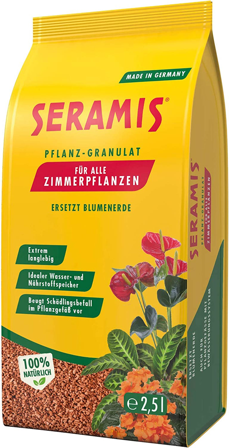 Seramis Pflanz-Granulat Für Alle Zimmerpflanzen, 2,5 L – Pflanzen Tongranulat, Blumenerde Ersatz Zur Wasser- Und Nährstoffspeicherung,Gelb